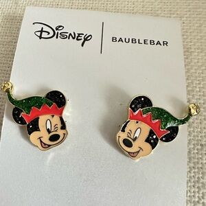 BaubleBar Mickey Mouse Earrings with Green and Red Accents